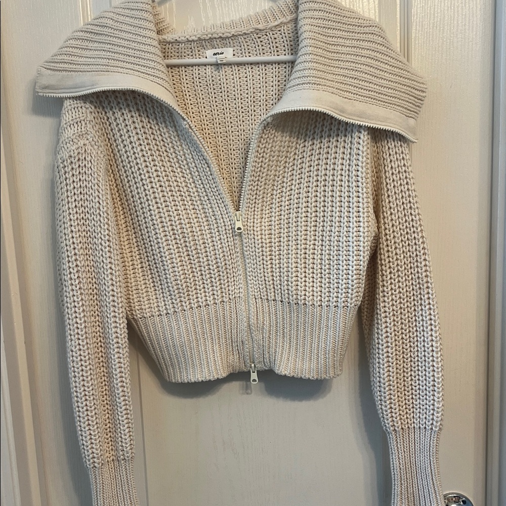 Aerie - Women's Cream Zipper Sweater